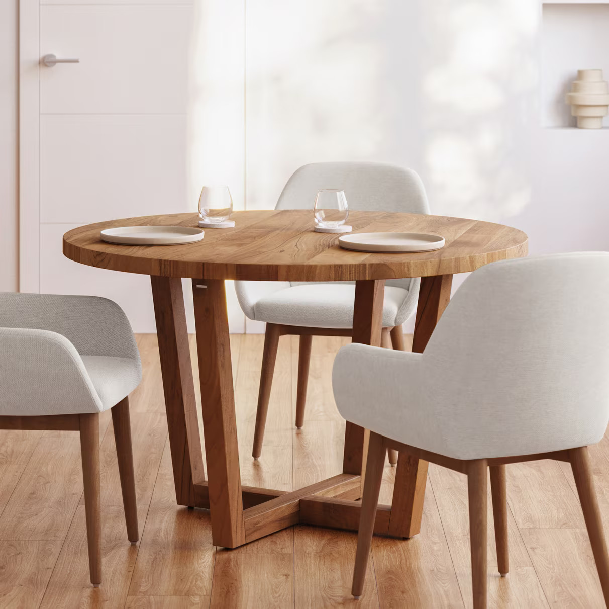 Kave Home Nahla Ronde Eettafel van Acaciahout, Diameter: 120 cm