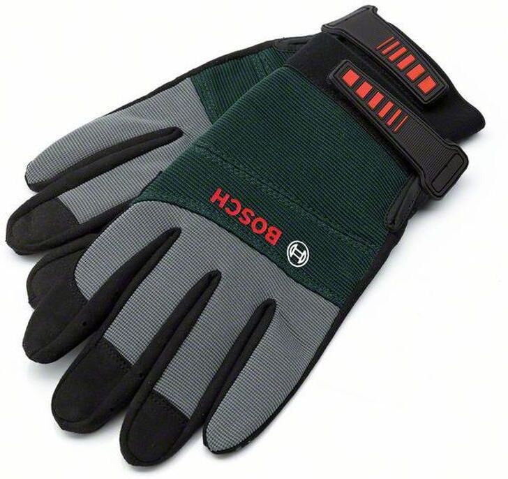 Gartenhandschuhe BOSCH "XL, Grün Grau Schwarz", schwarz (grün, grau, schwarz), Obermaterial: 90% Baumwolle, 10% PVC, Handschuhe, Gartenhandschuhe grün, grau, schwarz Einheitsgröße