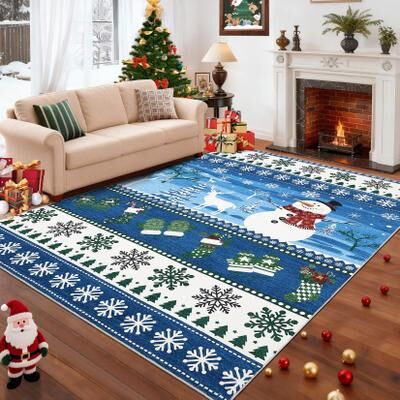 Garvee Winter Snowman Christmas Area Rug