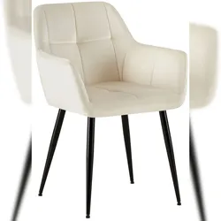PROREGAL Besucherstuhl MENORCA Samt HxBxT 84x56,5x61cm Creme Konferenzstuhl