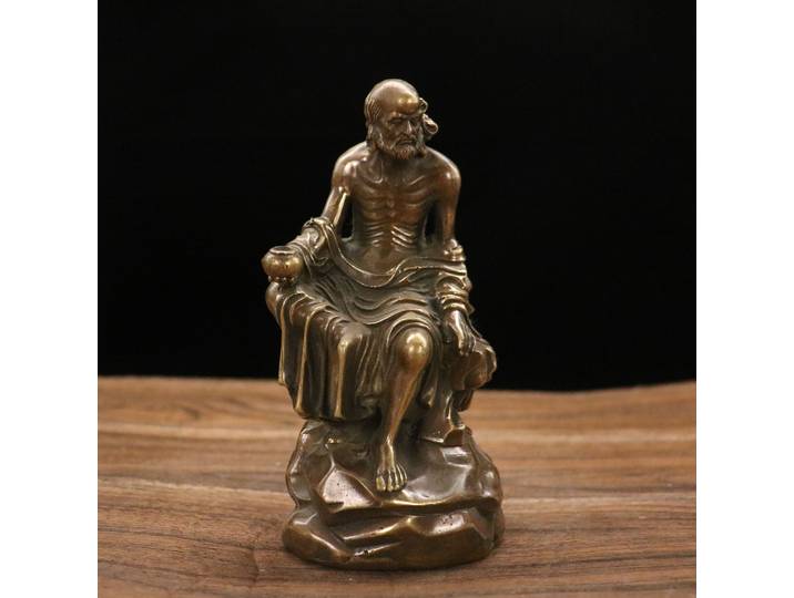 3 styles au choix Figurine Daruma Style Antique assis sur la roche Statue de bouddha Statue en cuivre Bronze décoration de bureau à domicile