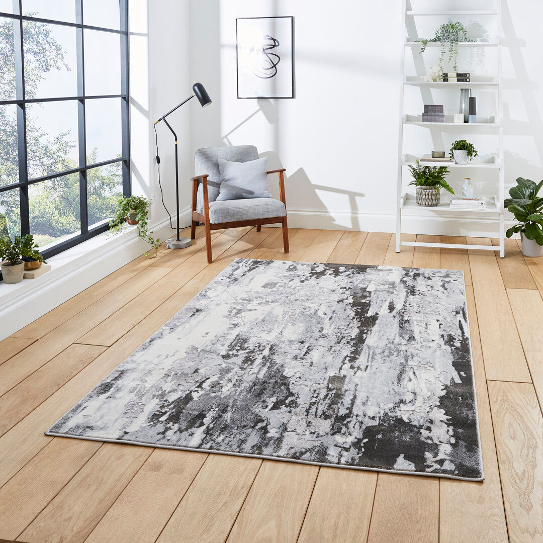 Borough Wharf Minta area rug Machine Woven Rectangle Grey Grey Rectangle 200cm x 290cm