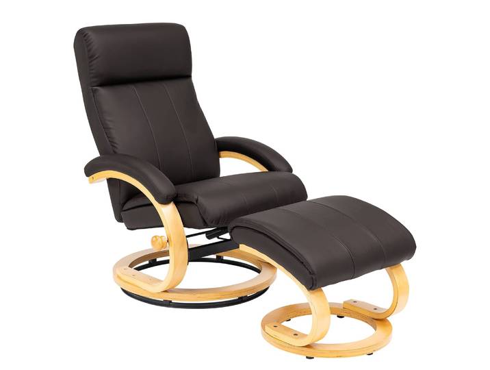 Relaxsessel Vancouver mit Hocker Braun/Dunkelbraun Kunstleder 69 x 96 x 82cm