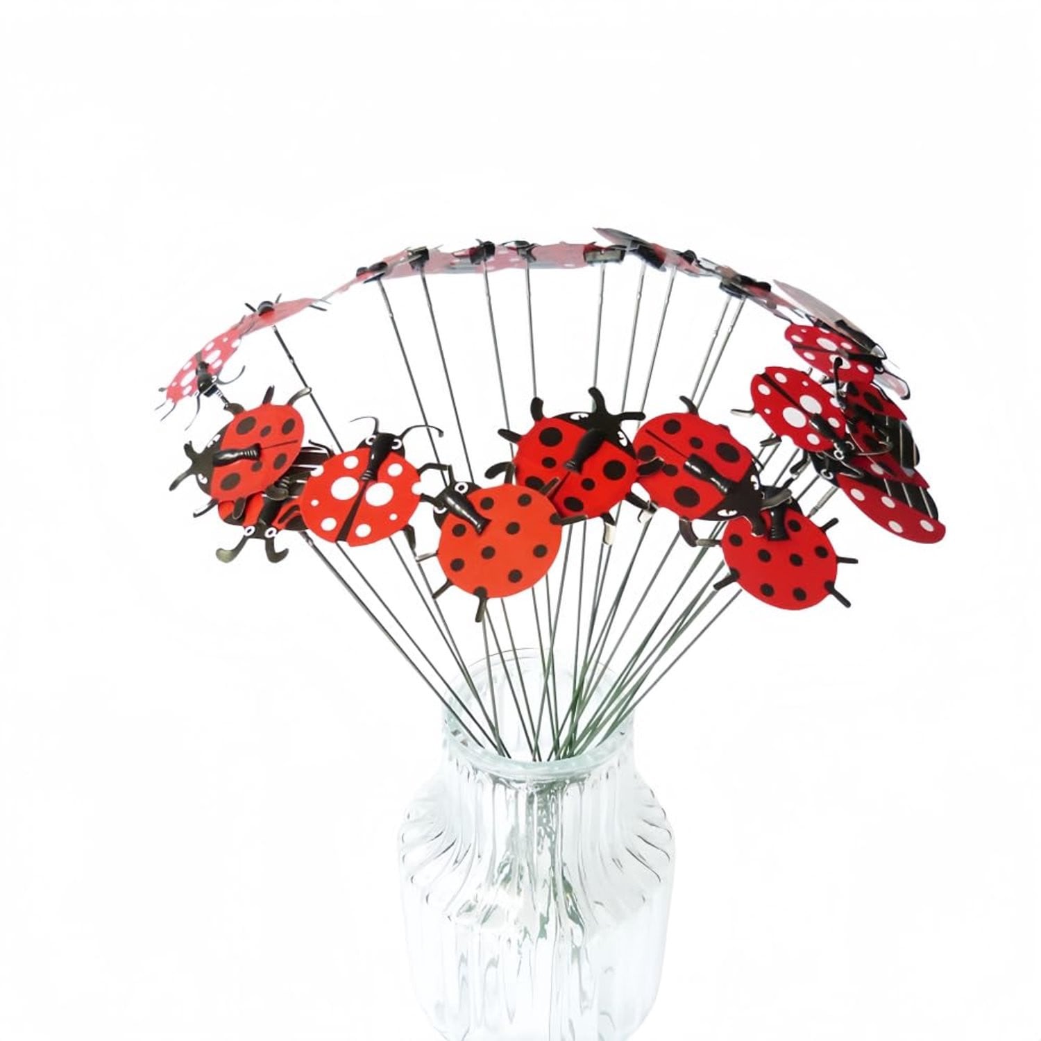 ServiceTopper 20 stuks 3D kunstmatige lieveheersbeestjes tuin decoratie met stakes
