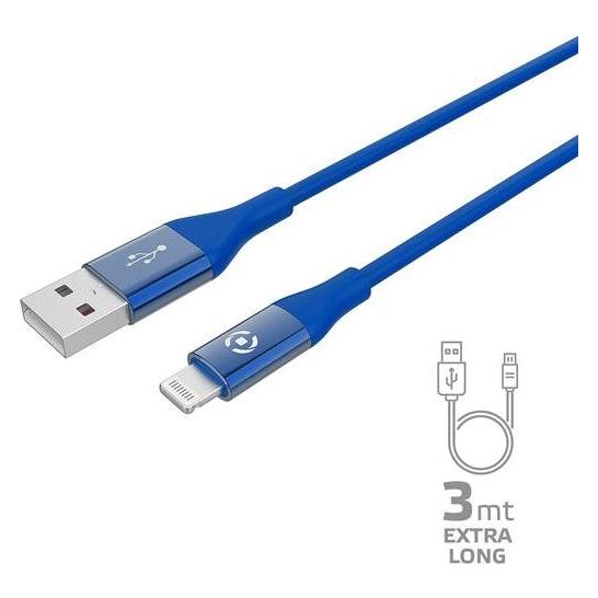 Celly USBLIGHTCOL3MBK Lightning-Kabel 3 m Schwarz (3 m) (USBLIGHTCOL3MBL)