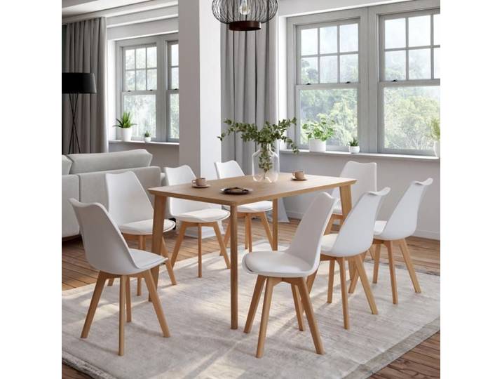 IDMARKET Lot de 8 chaises de salle à manger SARA scandinaves blanc