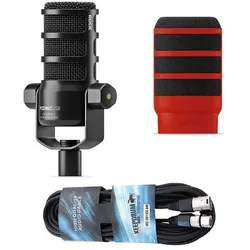RØDE Mikrofon Podmic USB mit WS14R Windschutz Rot und Kabel, Mikrofon