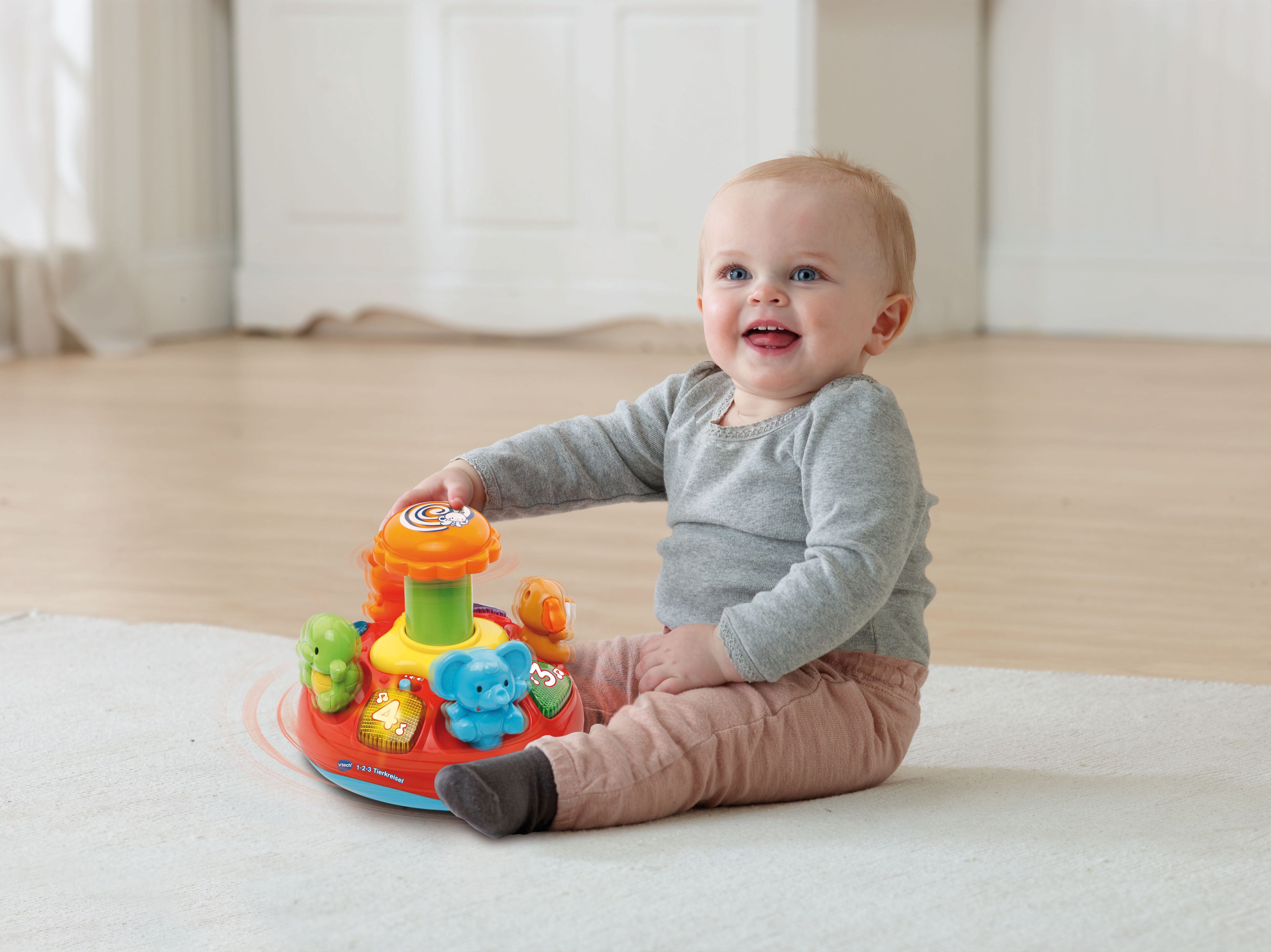 Kreisel VTECH "VTechBaby, 1, 2, 3 - Tierkreisel", bunt, Kreisel, KinderH:20cm Ø:18cm, Kreisel, H:20cm Ø:18cm