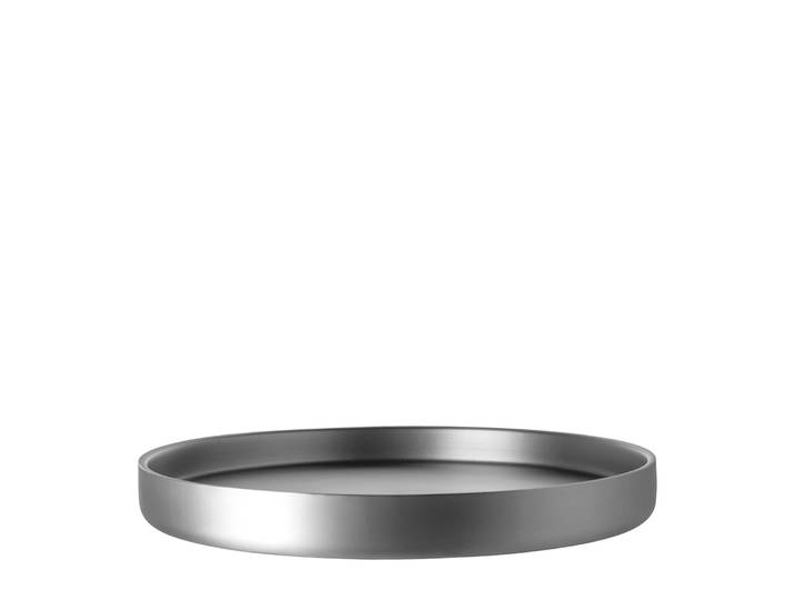 Tablett FINK STUDIO ICE LOVE , grau, B:35,5cm H:4cm T:35,5cm Ø:35,5cm, Edelstahl, Tabletts, Tablett, in Geschenkverpackung