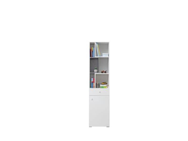 Möbel-Direkt Standregal Sally, Weiß und Beton, 45 x 190 x 40 cm 41 kg, Moderner Stil, Selbstmontage erforderlich