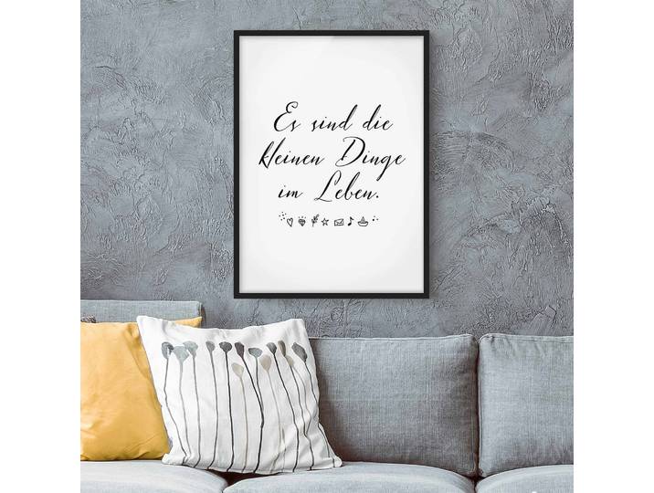 Tableau Les petites choses de la vie Papier Cadre : placage en bois véritable Pin Blanc 70 x 100cm