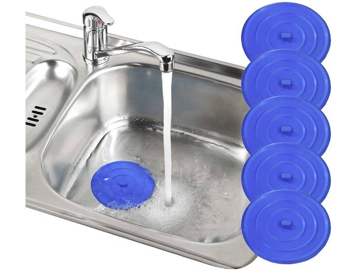 Waschbeckenstöpsel MAXIMEX Universal , blau, H:0,5cm Ø:11cm, Kunststoff, Stöpsel, Waschbeckenstöpsel, Abflussstöpsel, Silikon, für Standardwannen, Waschbecken & Spüle