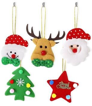 Snug & Styled Christmas Tree Ornaments Plush Hanging Decorations Set With Santa, Snowman, Reindeer & Star Christmas Tree Ornaments Plush Hanging Decorations Set With Santa, Snowman, Reindeer & Star