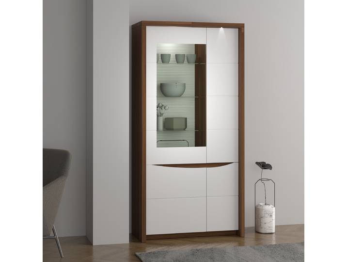 Vitrine éclairée 189cm Blanc/Marron