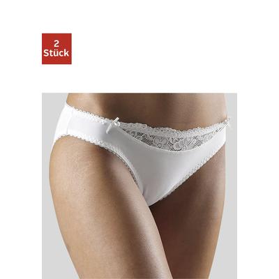 Slip NUANCE BY LASCANA "mit Spitzeneinsatz vorne", Damen, Gr. 40/42, beige (2xcreme), Microfaser, Obermaterial: 85% Polyamid, 15% Elasthan, körpernah, Unterhosen Slip, als Dessous-Set kombinierbar, Dessous