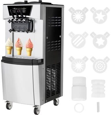 YUN Commercial 2+1 Flavor Soft Serve Ice Cream Machine, 2200W with LCD Display