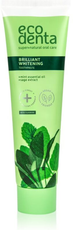 Ecodenta Green Brilliant Whitening dentifrice blanchissant au fluor pour une haleine fraîche Mint Oil + Sage Extract 100 ml