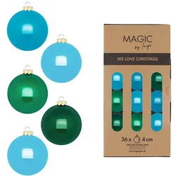36 Weihnachtskugeln Glas 4cm matt & glänzend Christbaumkugeln Weihnachtsbaumkugeln Weihnachten Christbaumschmuck Weihnachtsbaumschmuck Grün Blau Mix