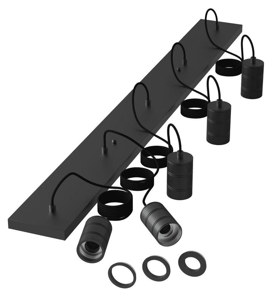 Bailey Electric 5-lichts hanglamp Pendel - Zwart - Aluminium