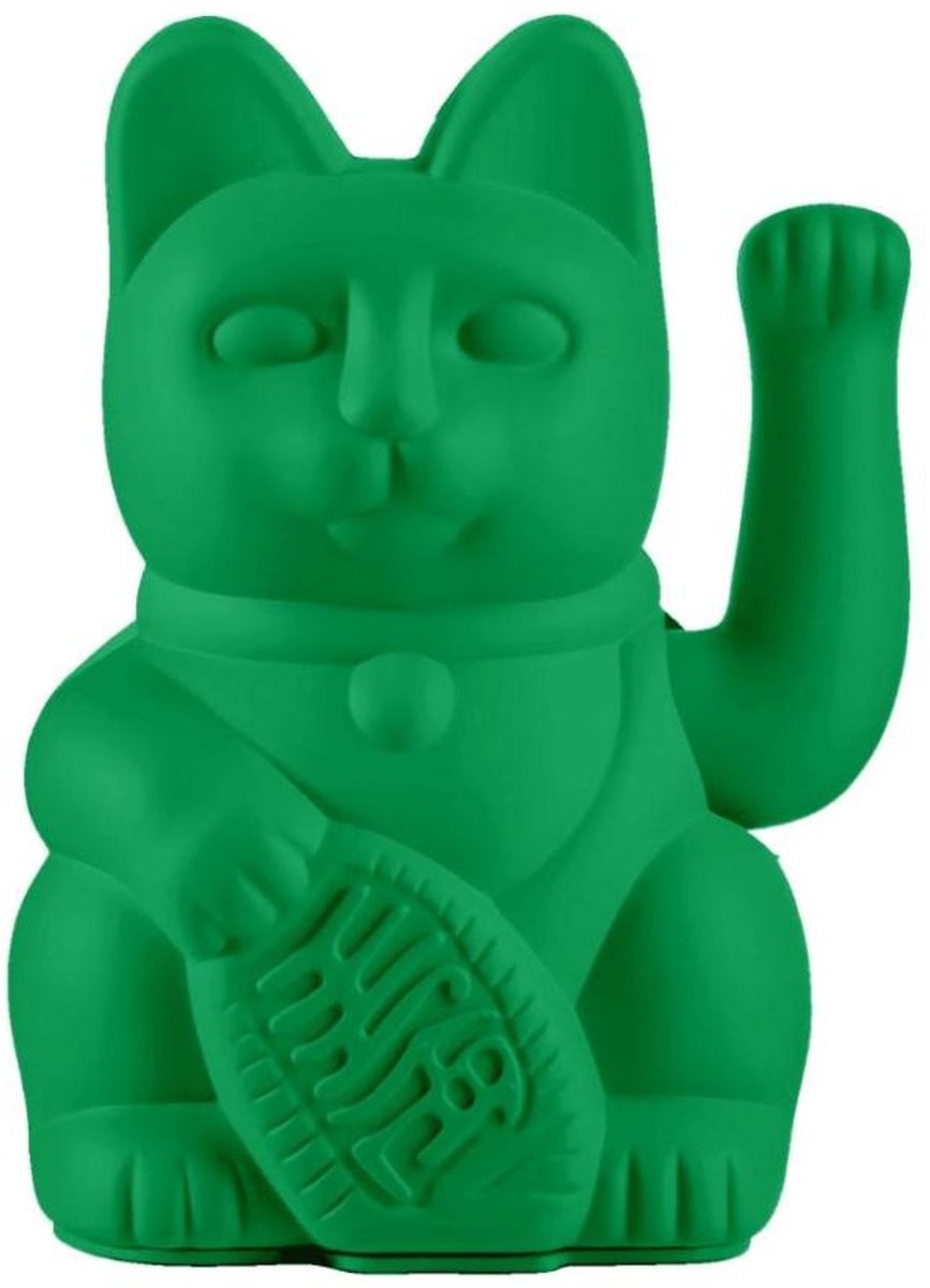 Donkey Lucky Cat Zwaaiende Kat Maneki Neko Vivid Green 15 cm