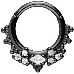 Chirurgenstahl Segmentring Clicker 7 EINGEFASSTE KRISTALLE + KUGELN