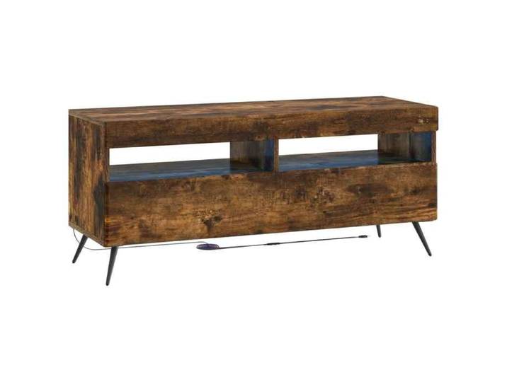 NEUF Table TV Contemporain - Meuble TV LED - Chêne fumé - Bois d'ingénierie 752550