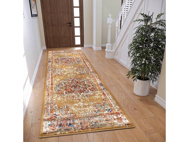 Orientteppich Maderno Gold/Hellbraun 80 x 240cm Vorderseite Polypropylen Rückseite: Jute / Polypropylen