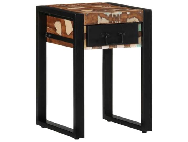 GPWERSDF Beistelltisch Massivholz Mehrfarbig 35x35x50 cm Recyceltes Altholz, 1 Schublade, 1 Ablage, Stabil, Vielseitig für Flur, Wohnzimmer