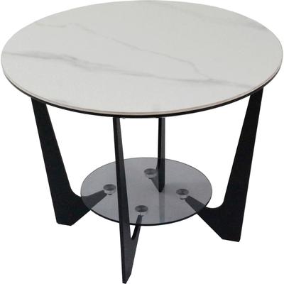 Couchtisch PAROLI, weiß (weiß, schwarz, weiß marmorisiert), B:60cm H:42cm T:60cm, Tische, Couchtisch