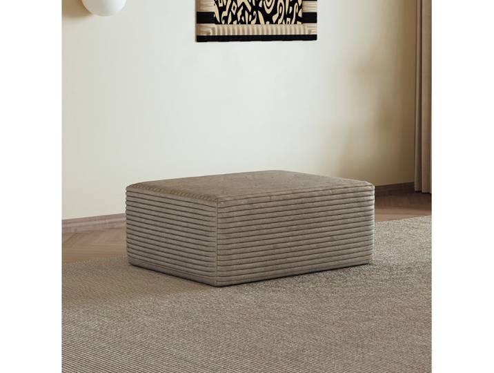 Repose-pied Pouf Ottoman Modulaire sans Montage Assise en Mousse Velours Côtelé Tissu Camel 95 × 70 × 40 cm