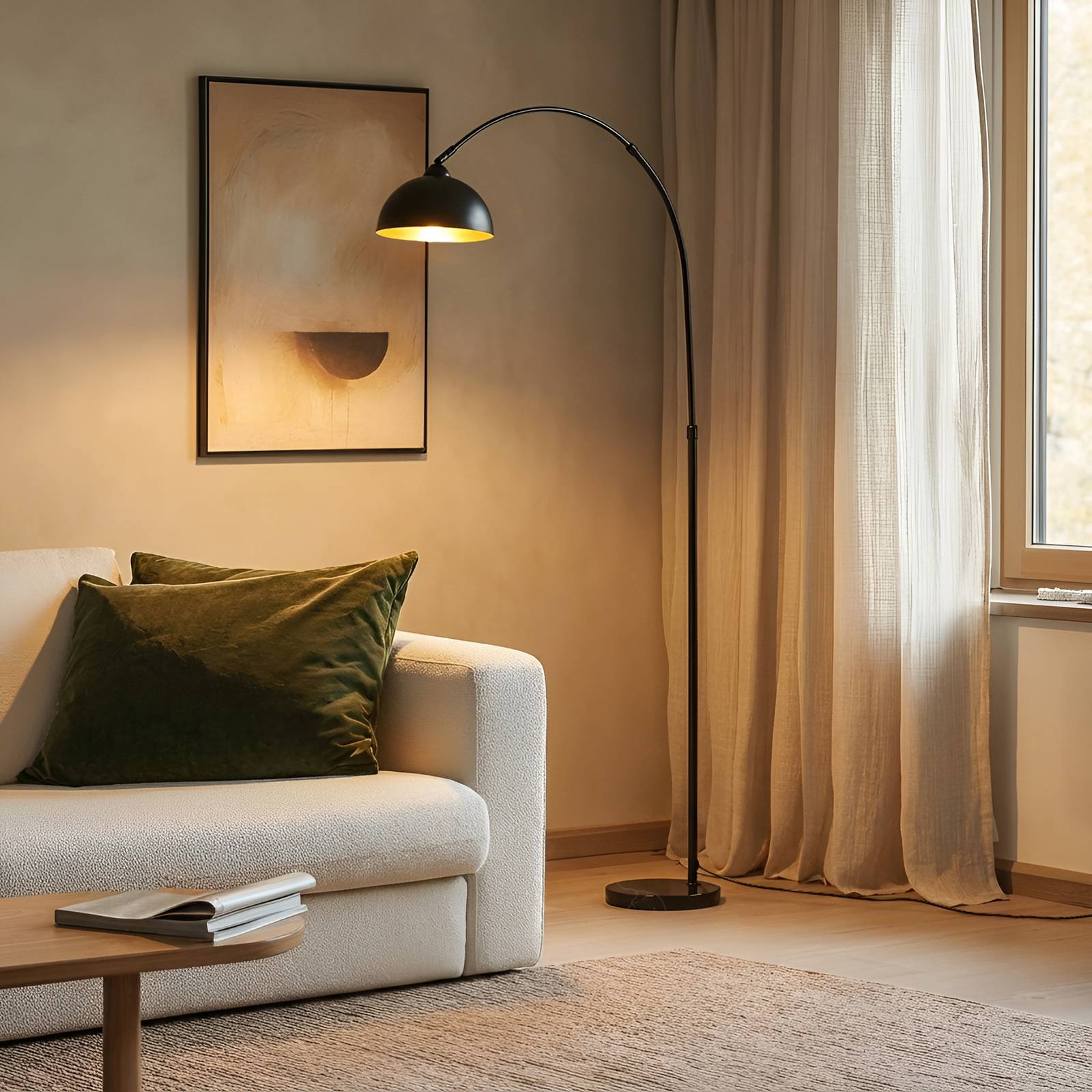 Floor Lamp Tonka Lindby, Black, Living / Dining Room, metal, Modern, Floor Lamp