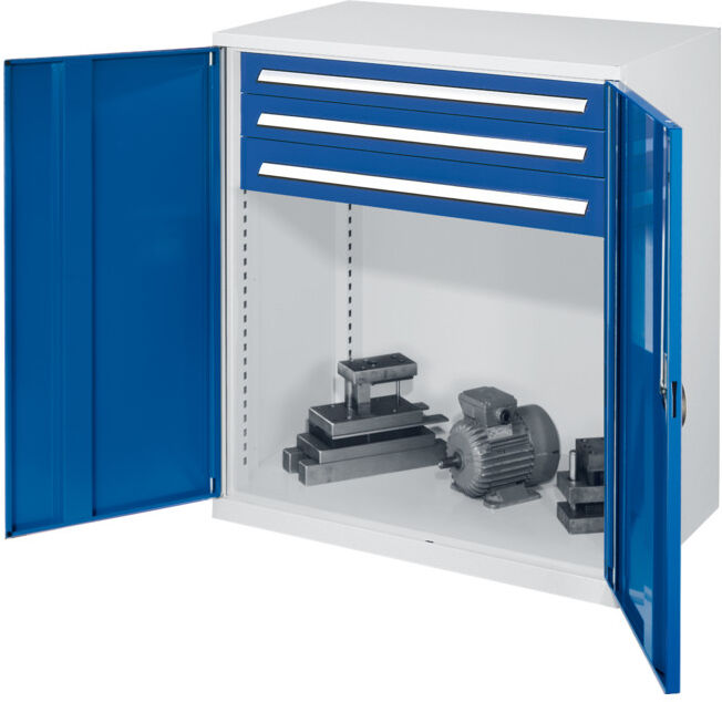 Kappes Schwerlastbeistellschrank Mod. 65 RAL 7035/5010 Vollblechtüren mit Ausstattung (1471.06.1016)