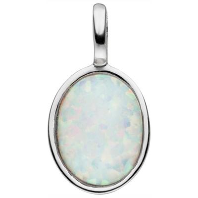 Kettenanhänger JOBO "Anhänger mit Opal-Imitation", silber (silber 925), Schmuckanhänger, Damen, Silber 925 (Sterlingsilber), Kettenanhänger, 925 Silber