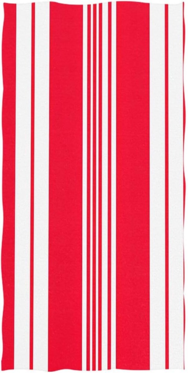 Zandvrij Strandlaken Gestreept Rood Wit - 188 x 94 cm