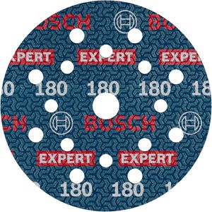 Bosch Schleifpapier Expert O780, Körnung 180, 125mm Ø, 50 Schleifscheiben, für Holz, Farbe, Lack, 50 Stück