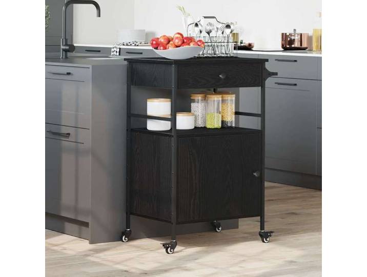(ON SALE)Meuble de Cuisine/ Chariot de cuisine - Chêne noir - 56x43x89.5 cm - Desserte EU180851