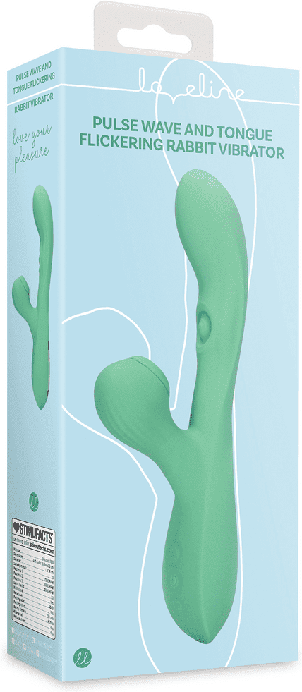 Loveline Pulse Wave and Tongue Flickering Rabbit Vibrator - Blue Grass