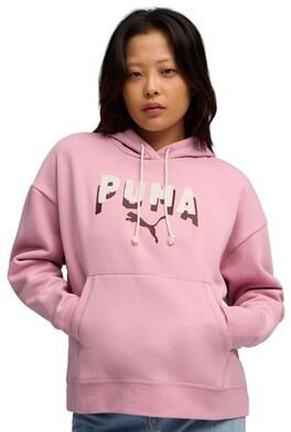 Puma Applique Hoodie Athletic in Pink, Size 2XL, Poly + Cotton