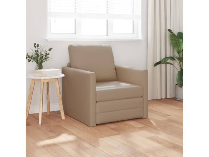 HEFZGDB 2-in-1 Sitzmöbel Sofa-Bett in Cappuccino Farbe 74x77x81 cm Kunstleder Moderner Sessel mit Schlankem Design und Glatten Texturen für Eleganz und Gemütlichen Sitzkomfort im
