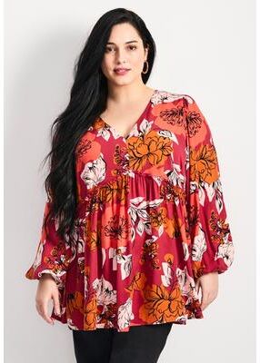 Plus Size Women's Harley Tunic by Avenue in Berry Sketch Floral (Size 18)
