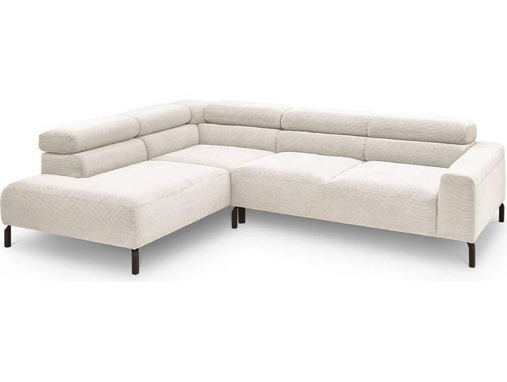 KAWOLA Sofa DELIA Ecksofa Feincord weiß Recamiere links