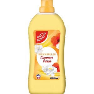 Gut&Günstig Weichspüler Wäsche Weich, Sommerfrisch, langanhaltender Duft, 1,5 Liter, 50 Waschladungen