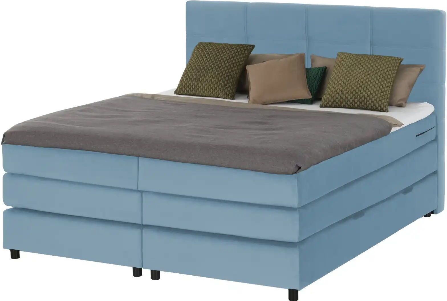 Höffner Boxspringbett  Wind ¦ blau ¦ Maße (cm): B: 180 H: 152
