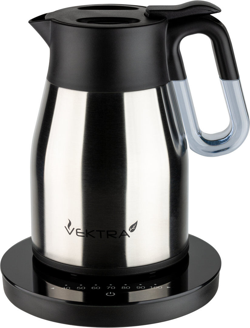 Grunwerg Vacuum Insulated Electric Kettles Insulated, Eco-Friendly, Easy Pour, Cordless Kettle, 1.5 Litre, Stainless Steel Steel