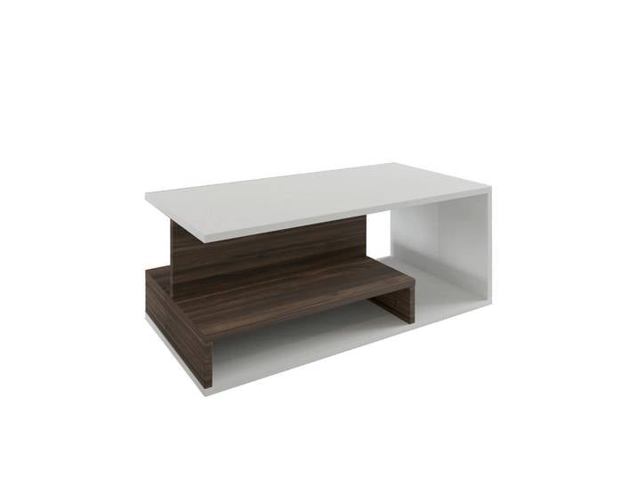 Livetastic Couchtisch Vera Couchtisch, Weiß, Walnuss, Holzoptik, 45x35x90 cm, einfacher Aufbau, Wohnzimmer, Wohnzimmertische, Couchtische