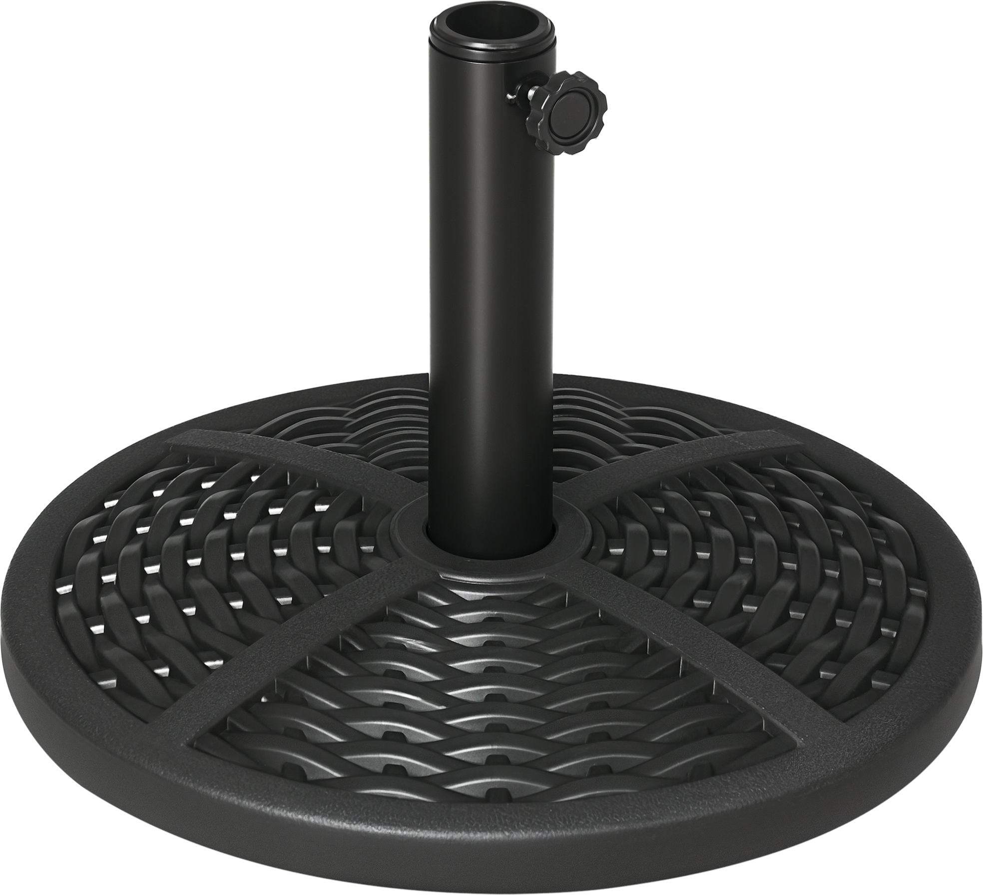Outsunny Base per Ombrellone da Giardino Rotonda Effetto Rattan Ø45cm Peso da 9.5kg, Nero Aosom