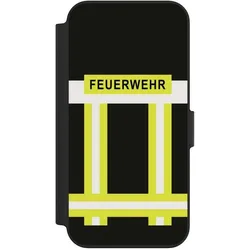 Nivocase Klapphülle für Apple iPhone 13 Handyhülle aus Kunst Leder NIVOflip schwarz Beruf Feuerwehr (Apple iPhone 13), Smartphone Hülle, Schwarz