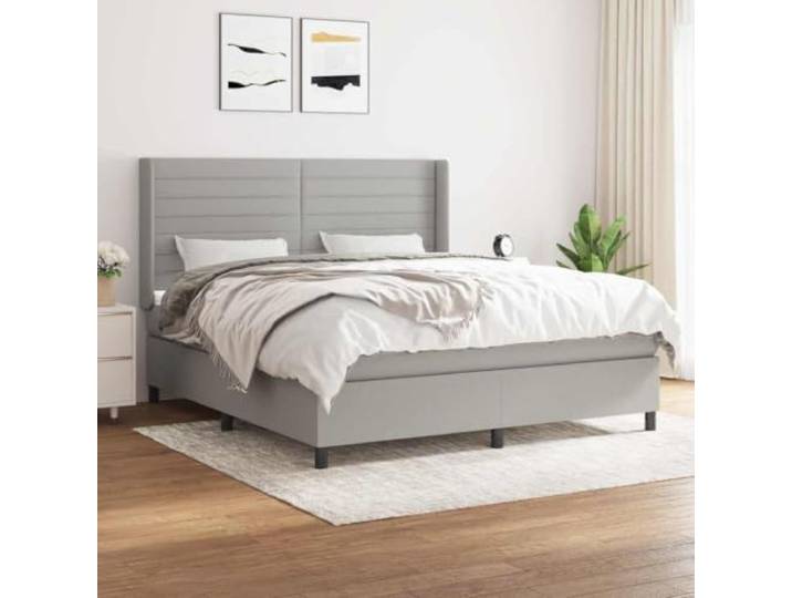 KGCRYUWED Boxspringbett 160x200 cm Stoff Hellgrau Taschenfederkernmatratze Inklusive Topper, Höhenverstellbares Kopfteil, Geräuschdämpfend