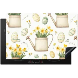 HERDABDECKPLATTE Gießkanne - Blumen - Eier Glaskeramikkochfeldabdeckung 80x52 cm