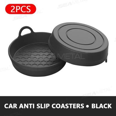Inspired Living BLALION Universal Silicone Cup Holder Coasters (2 Pack) Quiet, Non Slip Inserts For Cleaner Cup Holders black 2pcs